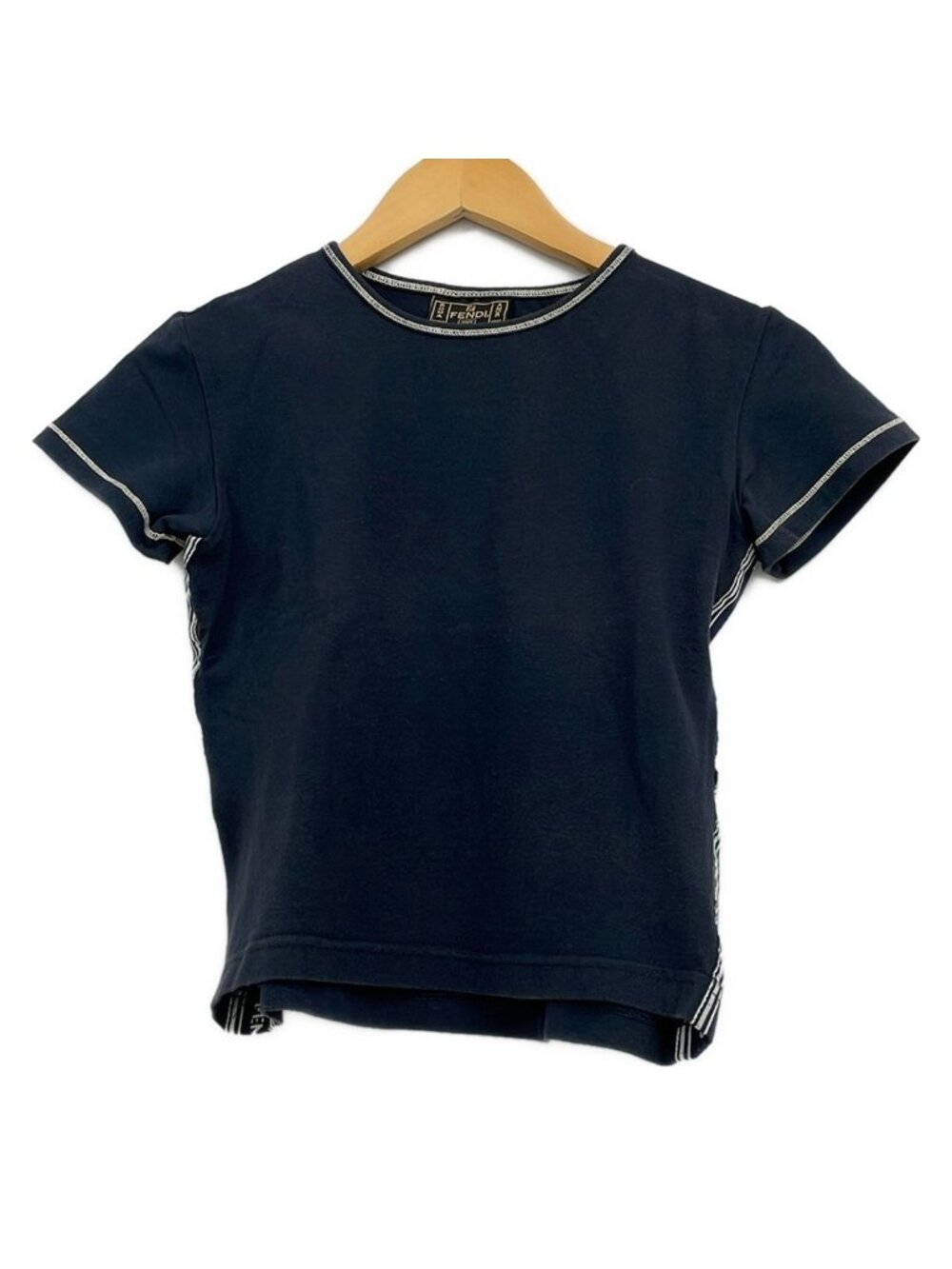 Fendi Jeans Short Sleeve T-Shirt I Dark Navy White Striped Logo Summer 42